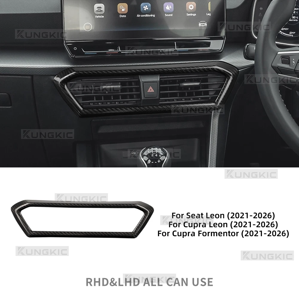 Auto middenconsole luchtuitlaat trim voor Cupra Formentor/Cupra Leon/Seat Leon 2021 2022 2023 2024 2025 2026 Echt droog carbon fiber