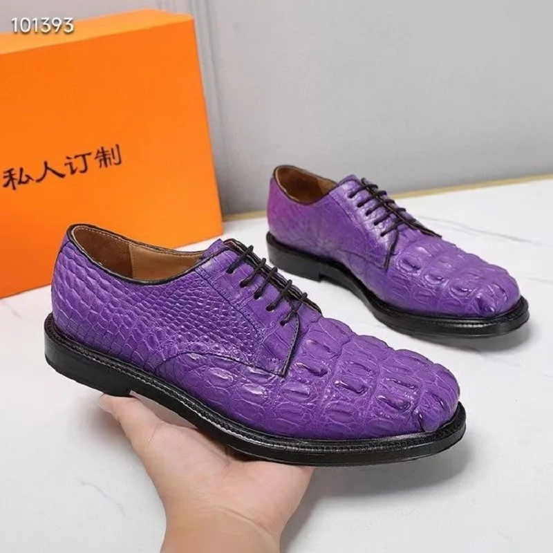 2023 new arrival Fashion Crocodile Skin causal shoes men,male Genuine leather Brogue Shoes PDD2036