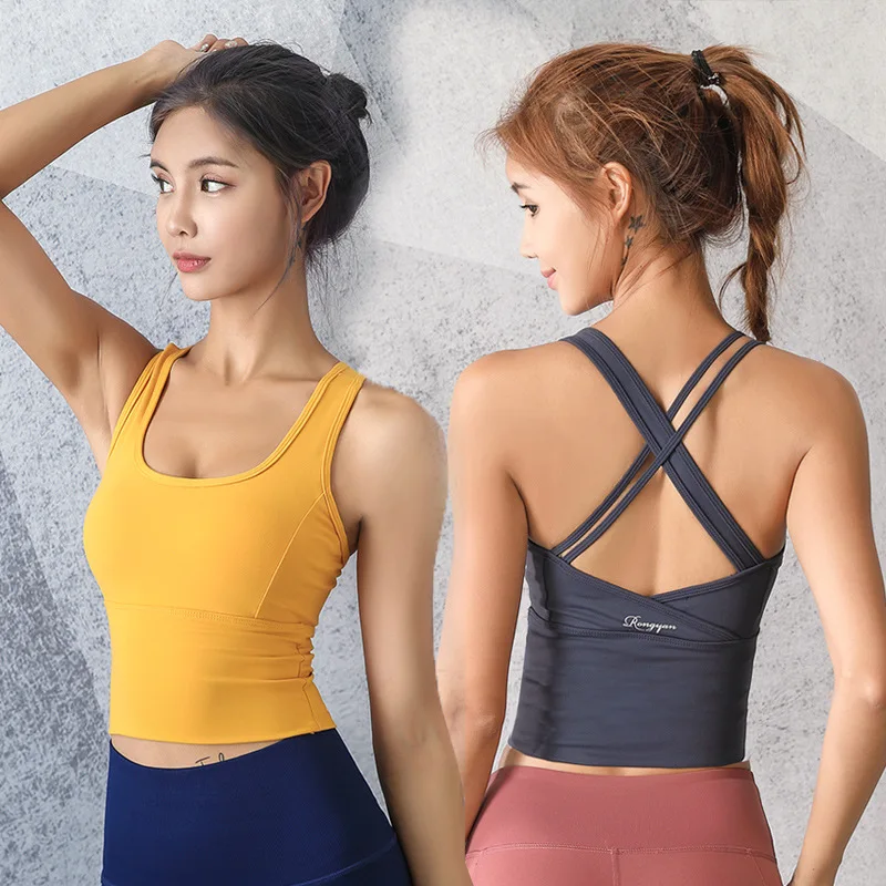 New Cross-beautiful Back Sports Bra for Women, Shock-proof High-intensity Running Quick-drying Yoga Vest Outer Wear Fitness Bra
