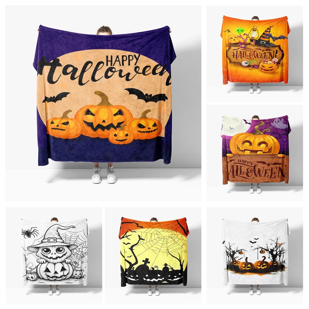 

Домашнее украшение, плюшевое диванное одеяло, покрывало для кровати, пушистые мягкие одеяла, декор в клетку, современный стиль, Хэллоуин, осень, тыква, Забавный