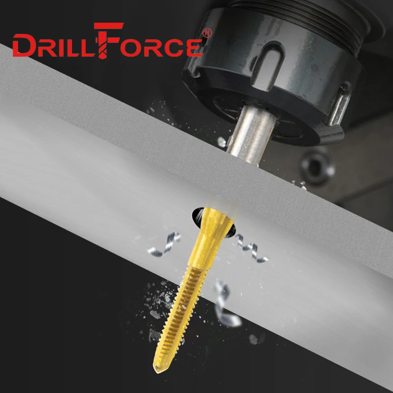 Drillforce-broca de grifo de rosca de tornillo de cobalto, vástago de 3mm, Mini HSSCO M35, máquina de M0.8-M1.9 de flauta recta, herramienta para acero inoxidable