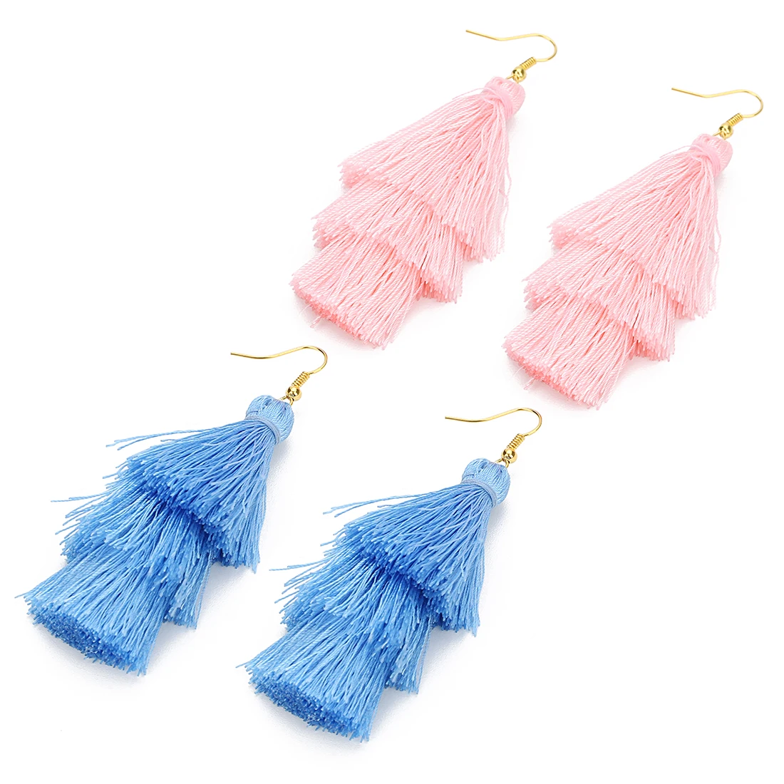 

1pair/lot 70mm Three-layer Christmas Tree Shaped Tassel Earrings For Woman Tassel Earring Charms Jewelry Pendants Decoration