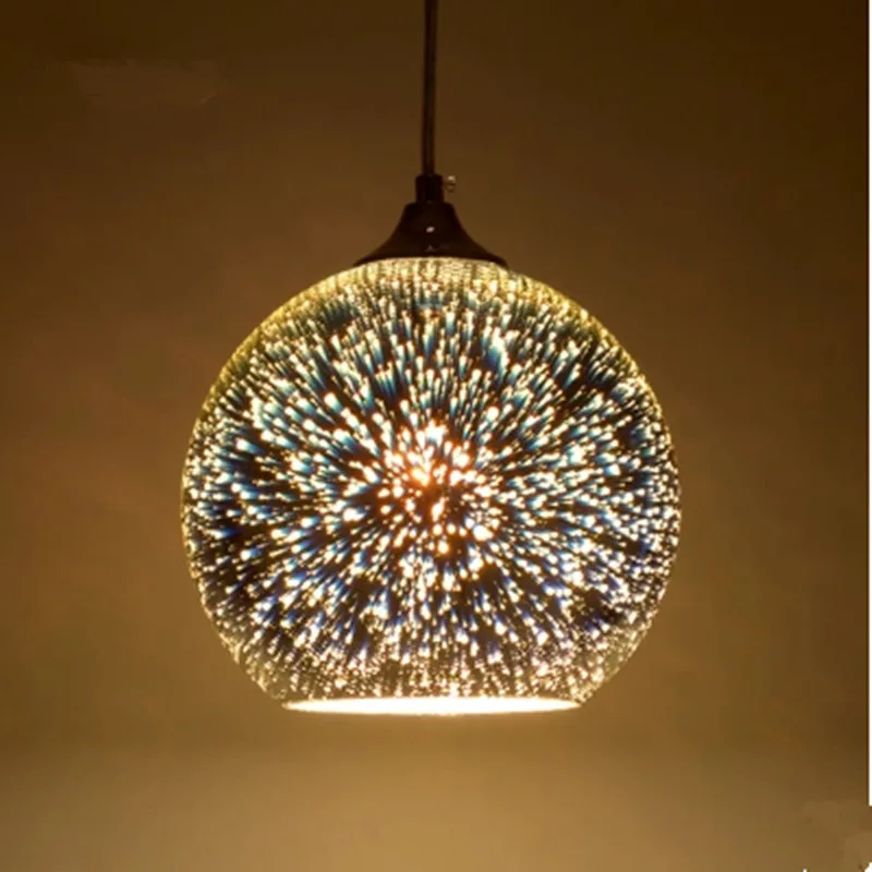 3D firework led stained Glass Ball Pendant Light for dining room Bar Restaurant shopcase 3D colored glass Hanging lamp luminaire