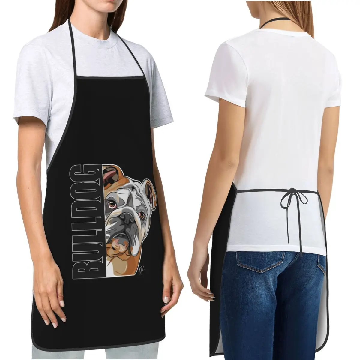 

Фартуки для собак с английским бульдогом, шеф-повар, кулинария, кухня, нагрудник без рукавов, кухонный сарафан для чистки для женщин и мужчин, живопись