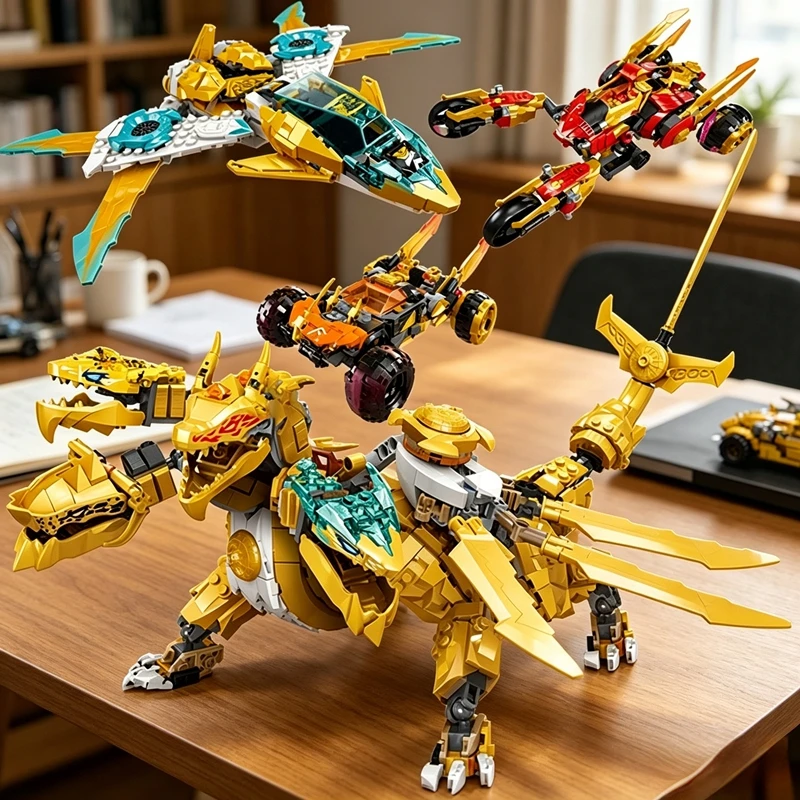 blocos-de-montar-da-serie-moc-ninja-conjunto-de-carro-dragao-mecha-para-presente-de-aniversario-ou-natal