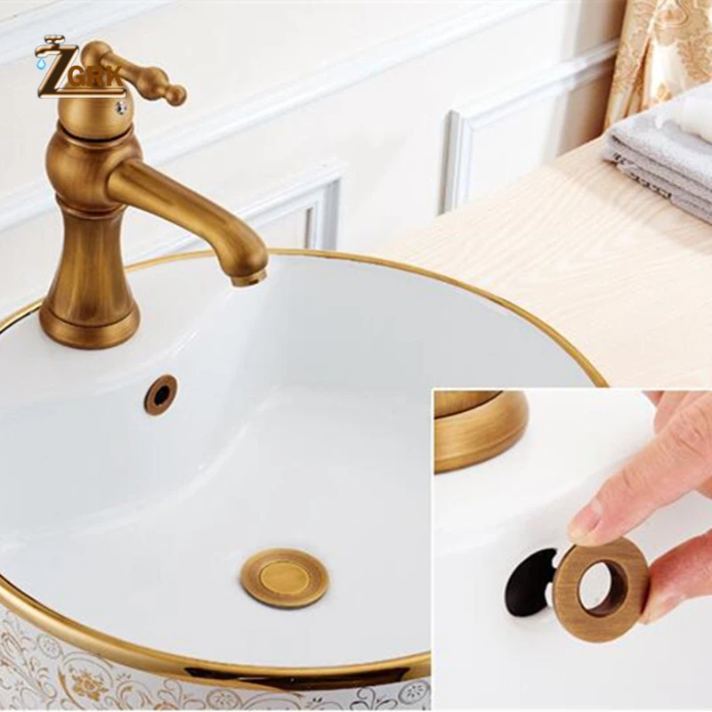 ZGRK Bathroom Parts Basin faucet Sink Overflow Cover Brass Ring Bathroom Product Sink Hole Cover Basin Tidy Insert Replacement