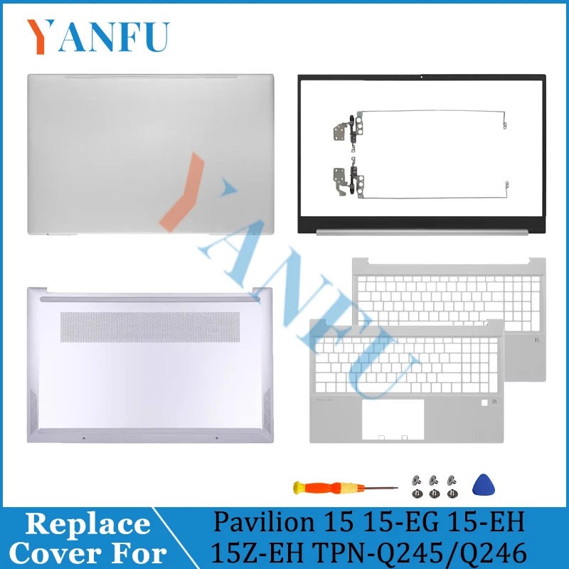 

Replace Cover For Pavilion 15 15-EG 15-EH 15Z-EH TPN-Q245/Q246 LCD Back Cover Front Bezel Palmrest Bottom Case Hinges Silver