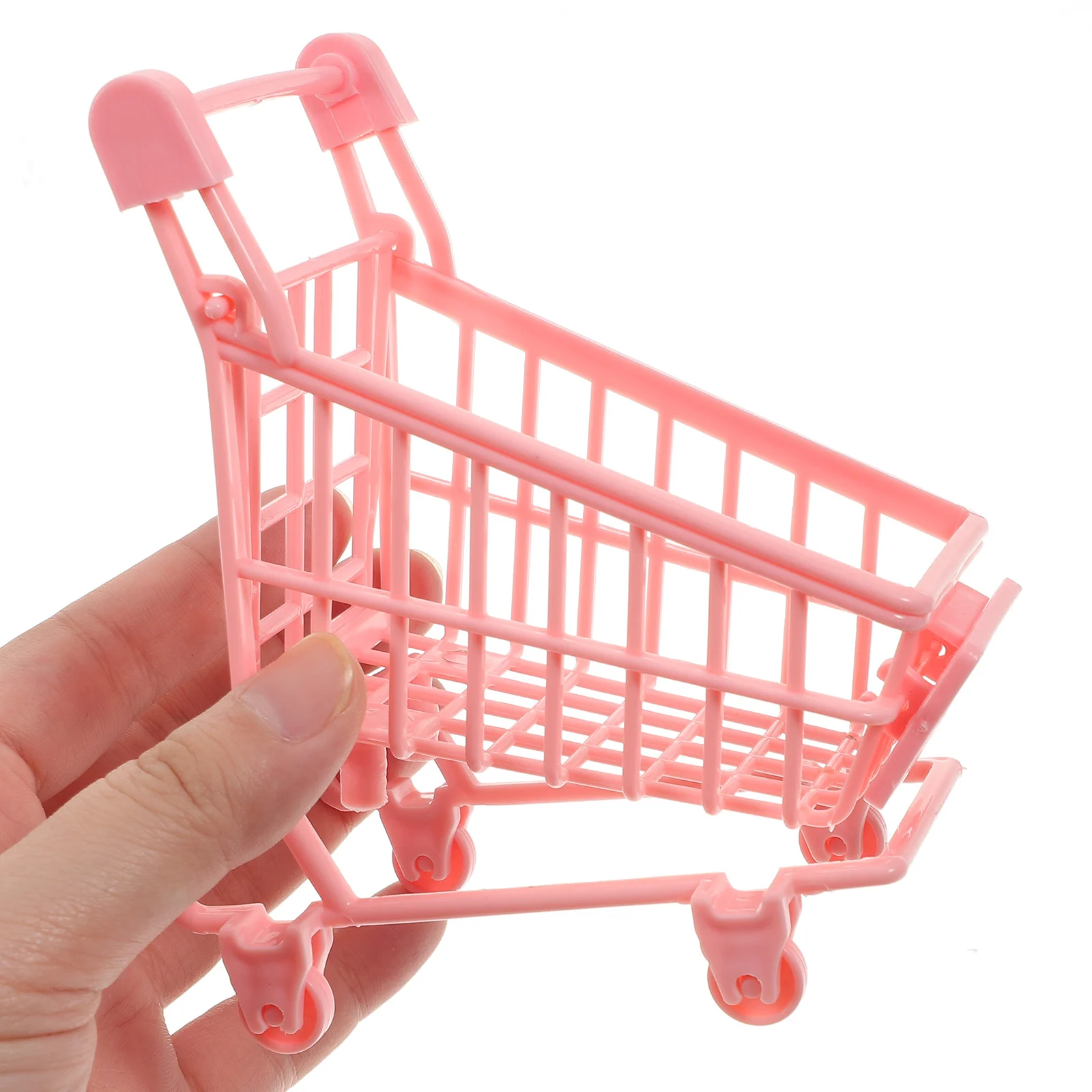 2 Pcs Mini Shopping Cart Toy Kids Playing PVC Simulation Trolley Dolls Storage Rack