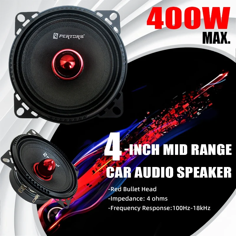 2pcs 4inch Midrange Speakers 400W Hi-Fi Sound Quality for Car Door, DVD Player Music Player Home Theater Speakers Audio System