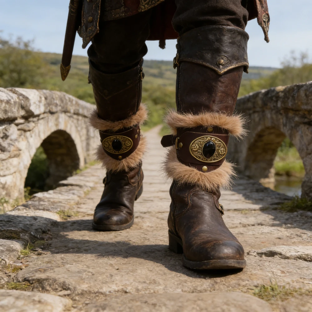 Medieval Viking Boot Covers/boot Straps with Frayed Edges - Perfectly for LARP, Cosplay, and Renaissance Fairs