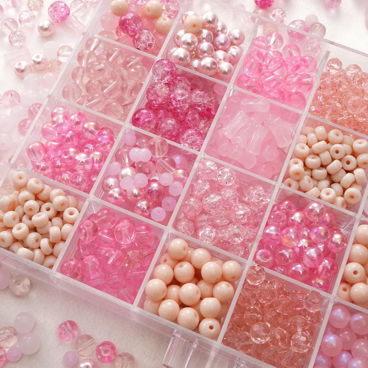 20pcs Pink Series Multi‑Style Glass Spacer Loose Beads for DIY Making  Jewelry Bracelets Necklaces Valentine's Day Gifts