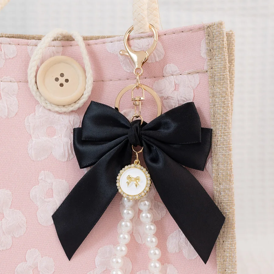 Noter New Fashion Bow Keychain For Women Girlfriend 5 Colors Available Backpack Decoration Pendant Imitation Pearl Keyring Charm