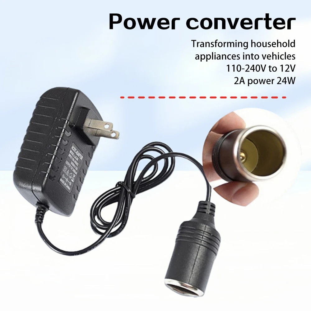 AC 110-240V to DC 12V 2A Power Adapter Car Cigarette Lighter Power Supply Transformer Charger US EU Plug Multiple Protection