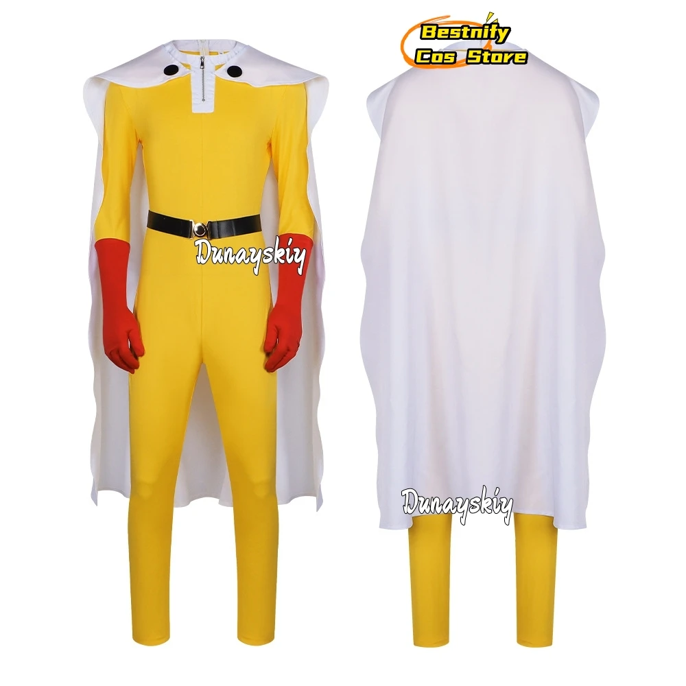 Saitama MAN Cosplay Jumpsuit Costume {Bestnify Cos}White Cape Red Boots Full Set Accessory Anime Halloween Saitama Disguise Suit view 2