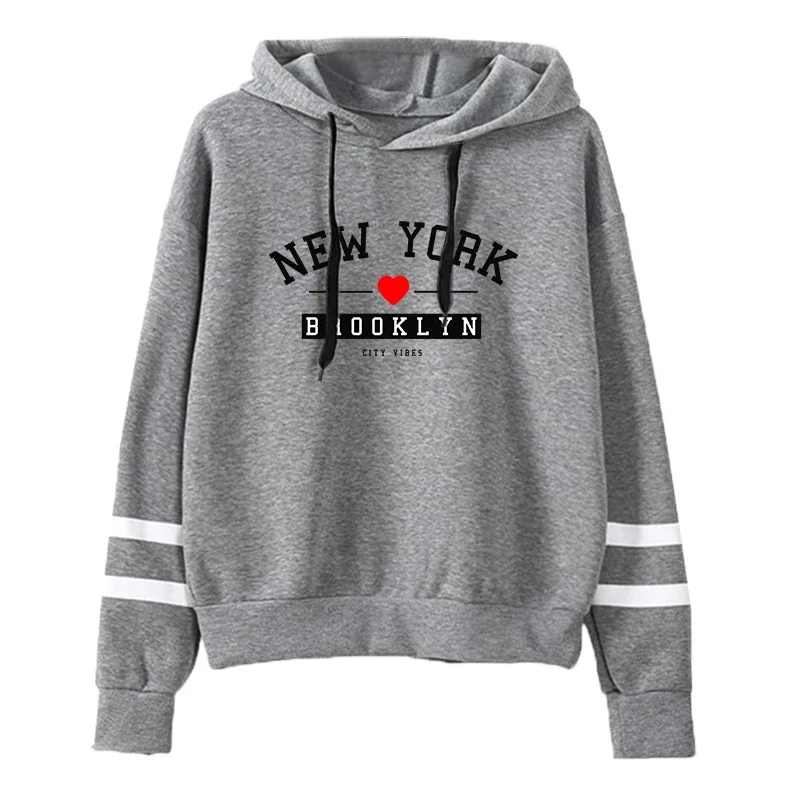 Hoodies เสื้อสตรีพิมพ์ทุกวันอเนกประสงค์ Pullovers Stripe Jogging กีฬาเสื้อผ้า Casual Street ผู้หญิง Hooded Tops 2025