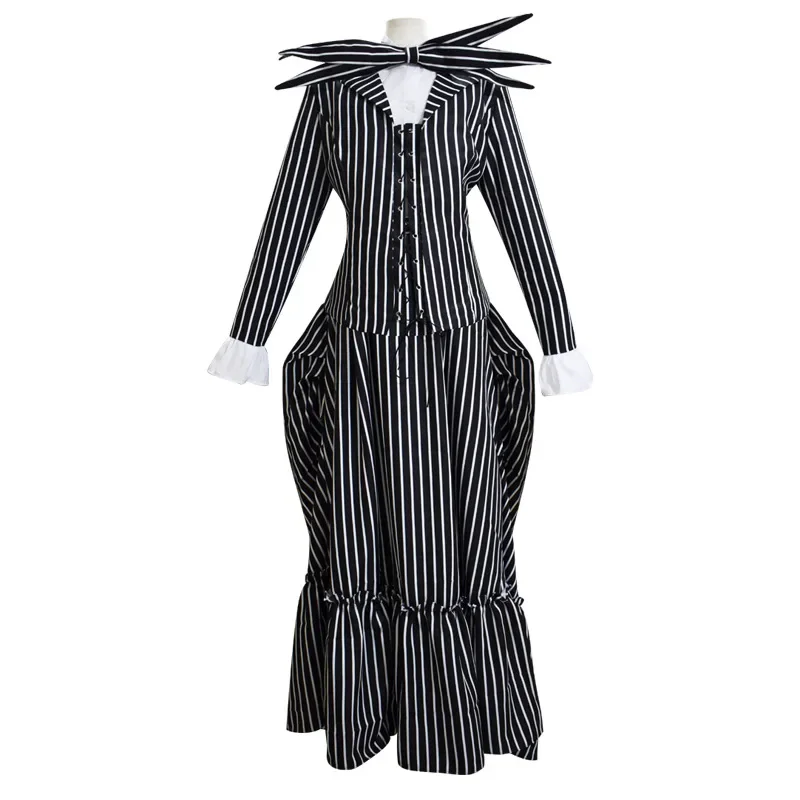 Anime Before Christmas Jack Skellington Cosplay Costume Unisex Sally Dress Set Halloween Party Full Outfit Suit