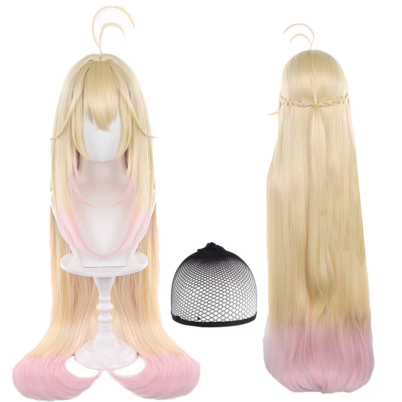 Moria Ruruka Cosplay Wig Anime Star Detective Precure Long Yellow Gradient Pink Hair for Halloween Party +Free Wig Cap
