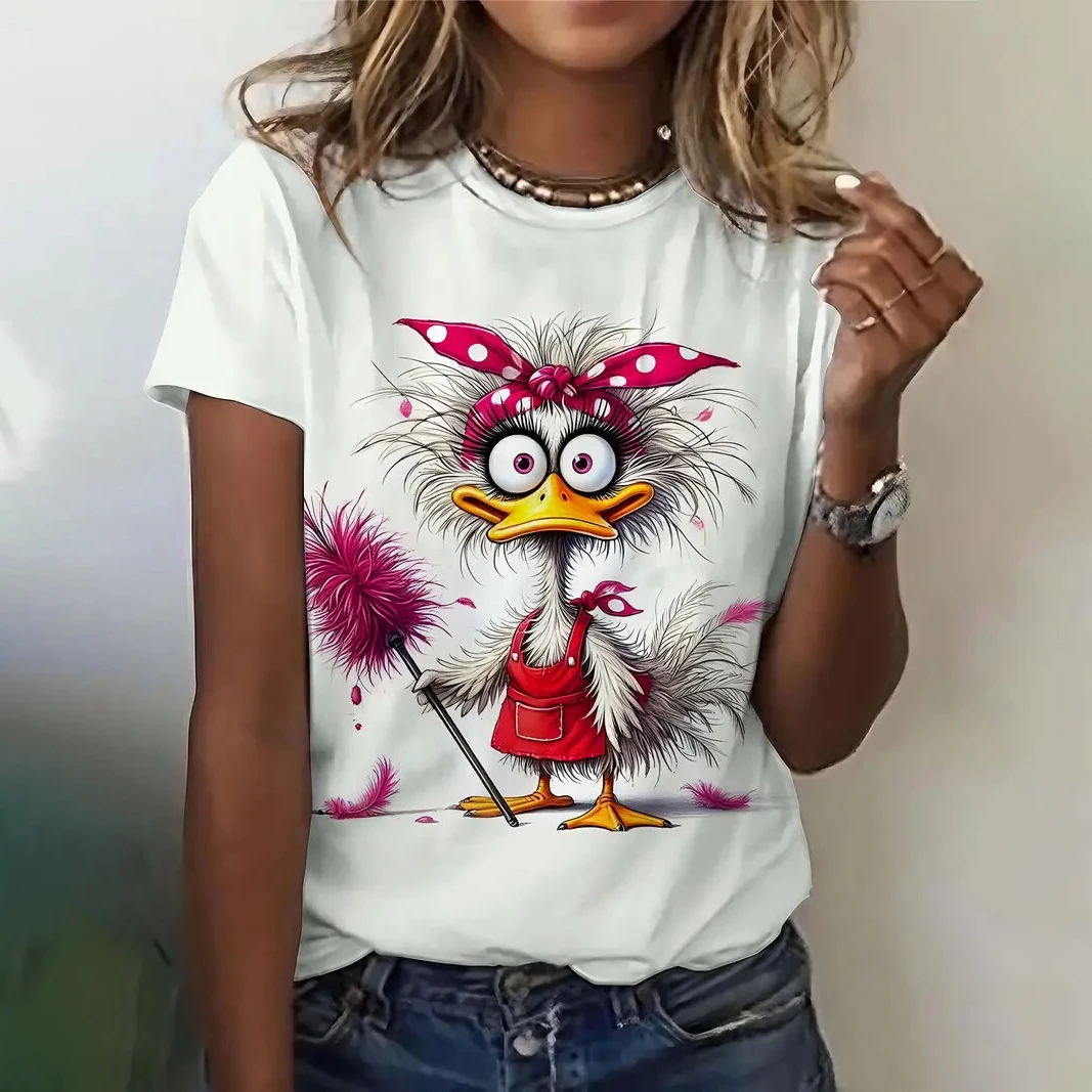 Funny Women's T-Shirts Summer Casual Short Sleeve Crew Neck Tee Fashion Streetwear Female Oversized Clothing Cartoon T-Shirts image 2