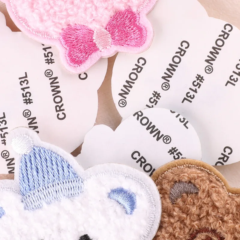 16 stücke Tiere Bär Nette Selbstklebende Eisen Auf Patches Für Kleidung Kinder Viel Gestickte Jacken Aufkleber Pack Stoffe Nähen diy – Detail 7