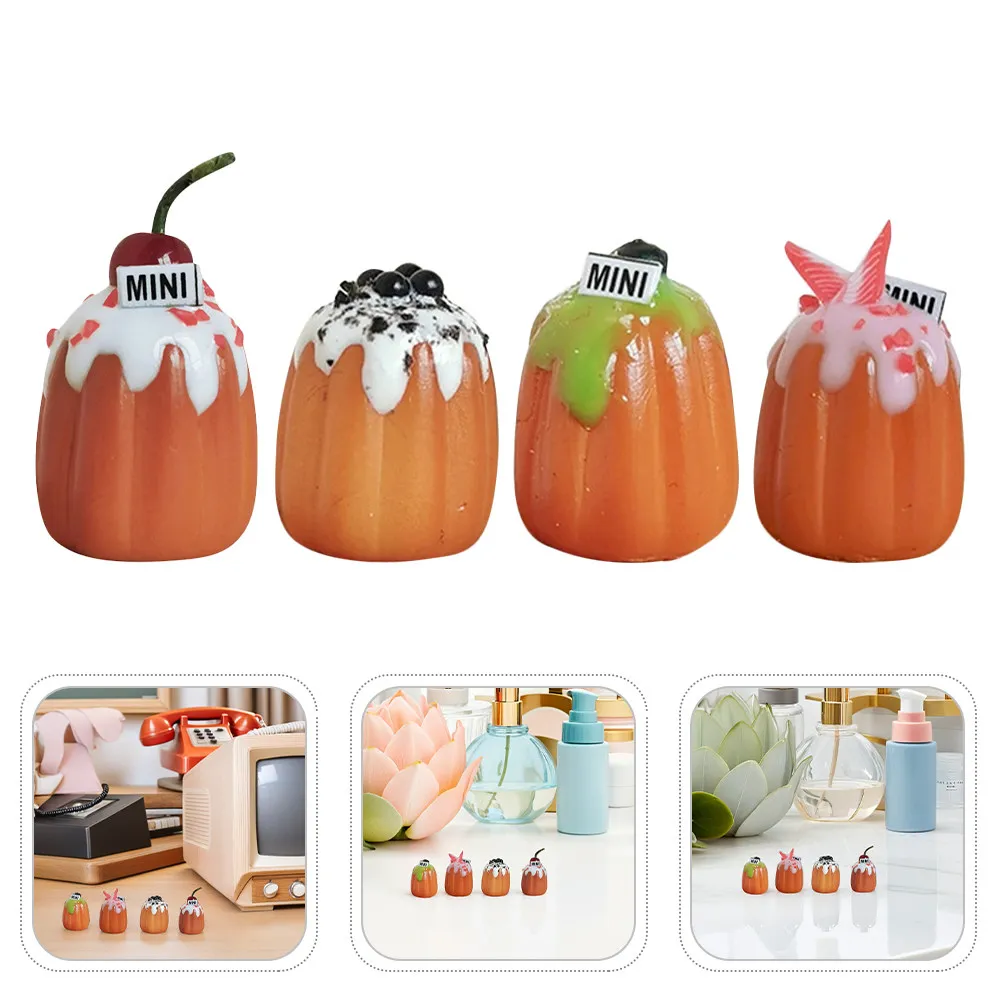 4Pcs Miniature Faux French Cake Ornament Realistic Texture Decorative Dessert for Dollhouse Kitchen Setup Photography Prop