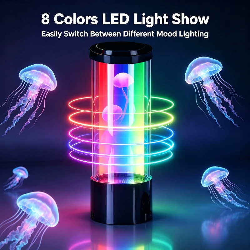 Jellyfish Lamp LED Color Changing Aquarium Light with 8 Colors, Home Decoration Night Light for Bedroom Living Room