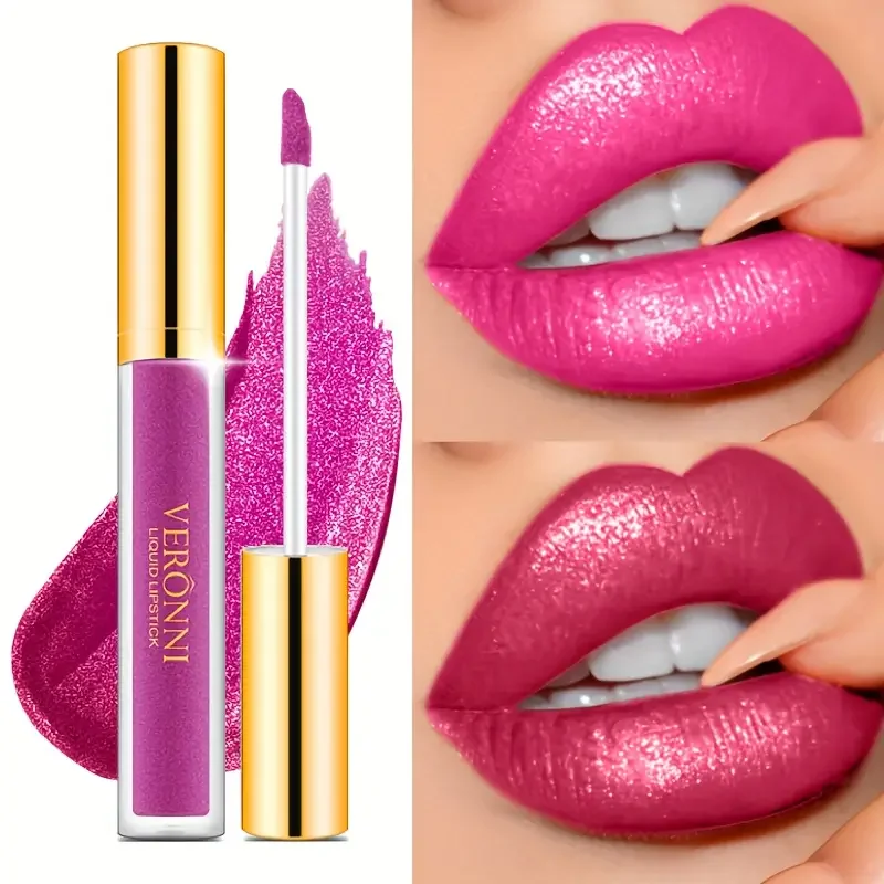 10 Color Glitter Liquid Lipsticks Shimmer Shiny Lipgloss Pearlescent Lip Tint Waterproof Long Lasting Matte Diamond Lips Glaze