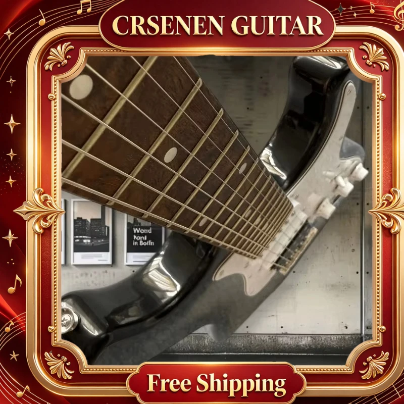 Free Shipping Silver Black Sunburst Electric Guitar HSS Pickups White Pickguard Smooth Fret Bright Tone Gift Beginner Birthday