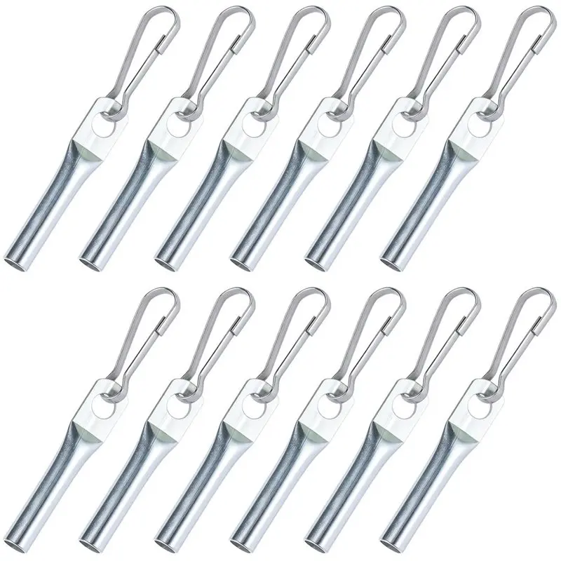 Galvanised Rope Ends In 12-Pack Featuring Simplex Hooks Designed For 8Mm Trailer Tarpaulin Rope Fastener