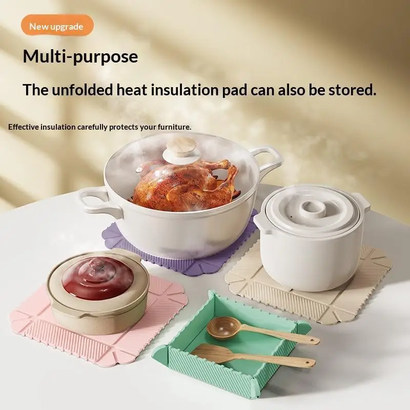 Folding Heat-Insulating Mat, High-Temperature Resistant Table Mat, Heat-Resistant Plate For Hot Dishes, Anti-Scald Silicone 1PC