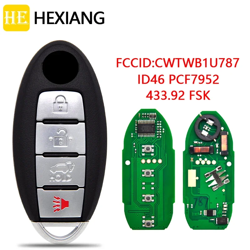 

HE Xiang Remote Control Car Key For Nissan Armada 2017-2018 FCCID CWTWB1U787 ID46 PCF7952 Chip 433.92 FSK Keyless Entry Card