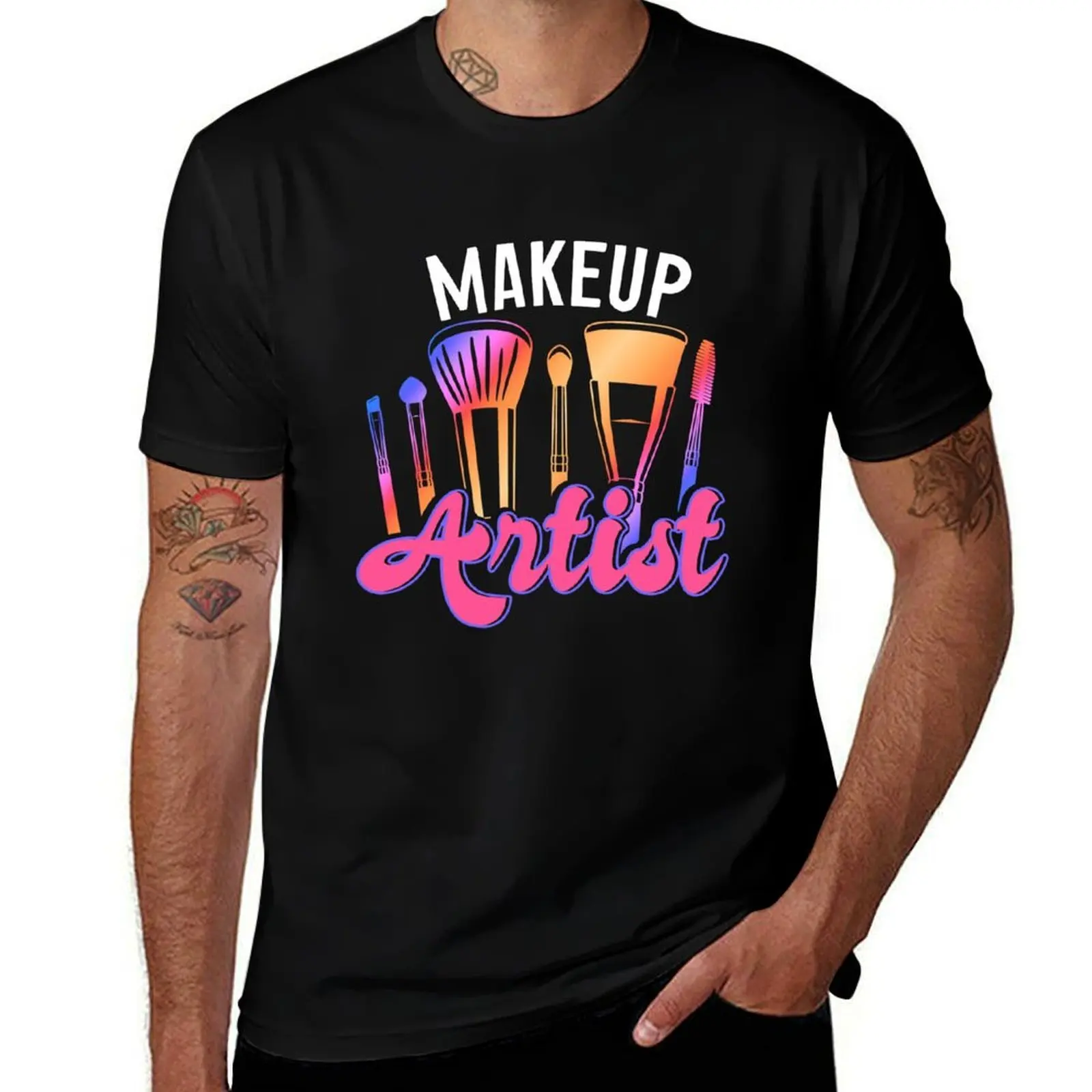Make Up Artist Beauty Salon Lipstick Cosmetologist Cosmetics T-Shirt man t shirts cotton T-Shirt