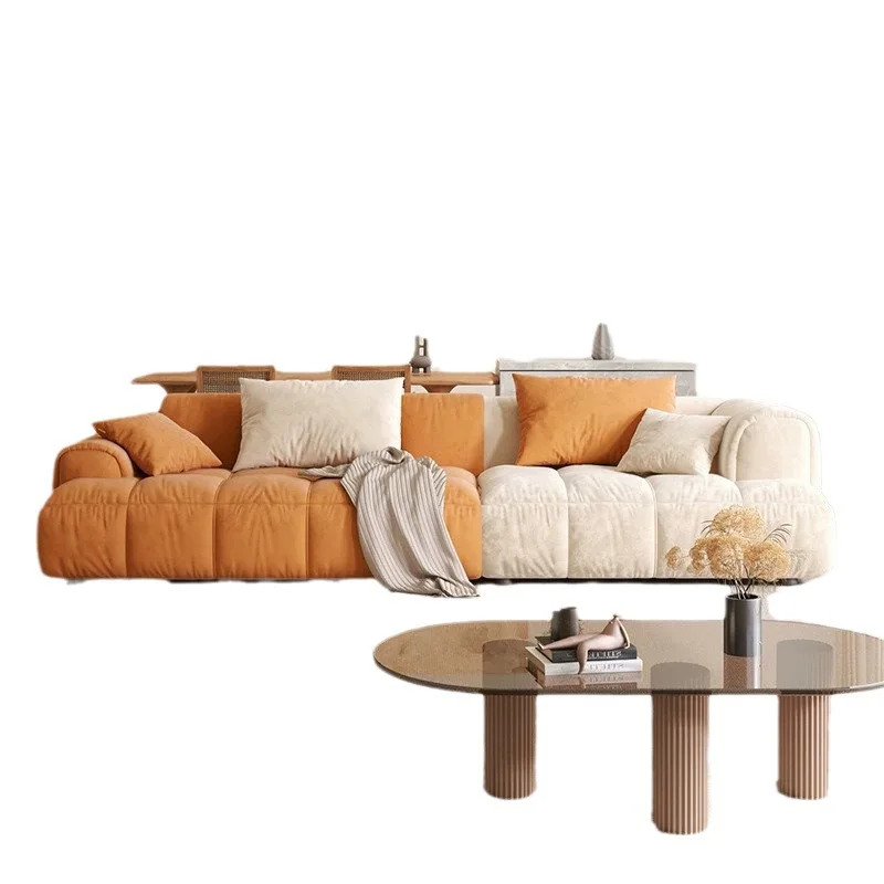 

Tofu square matte technology fabric sofa living room small apartment modern and simple