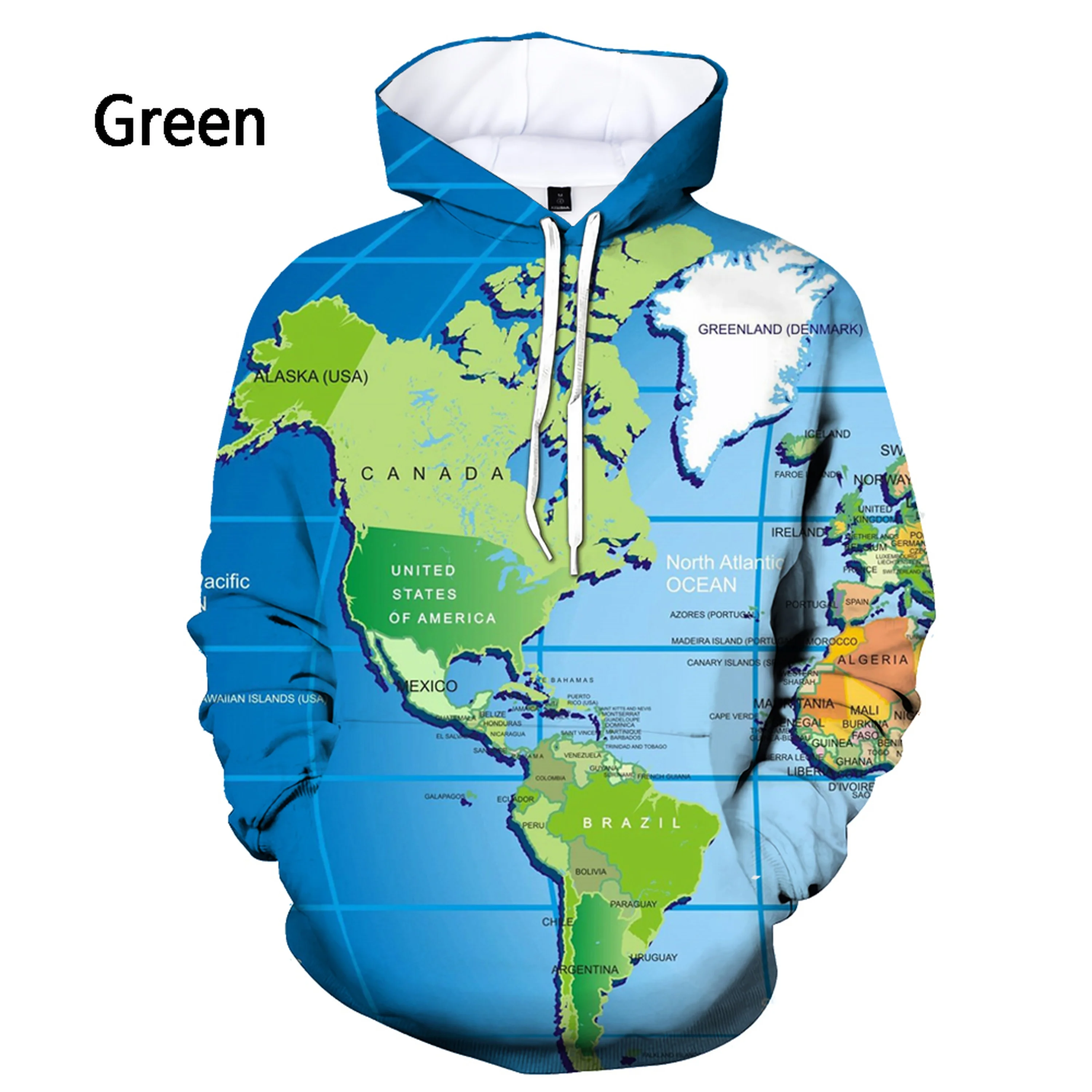 Men/women Fashion World Map 3d Printed Hoodie Funny Pullover Casual Sweatshirt Hooded Tracksuits