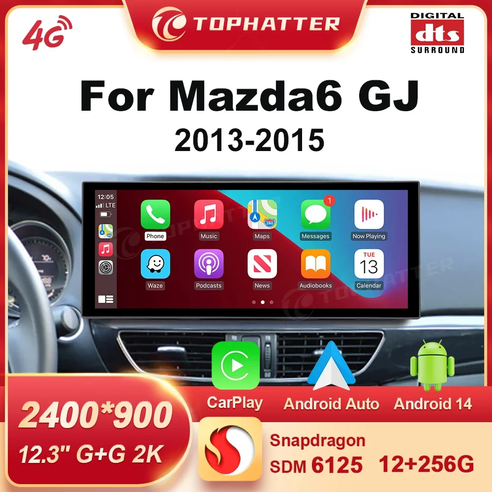 

12.3 inch Car Radio For Mazda 6 GJ Series Atenza 2013 2014 2015 Wireless Carplay Android Auto Car Multimedia Player Qualcomm680
