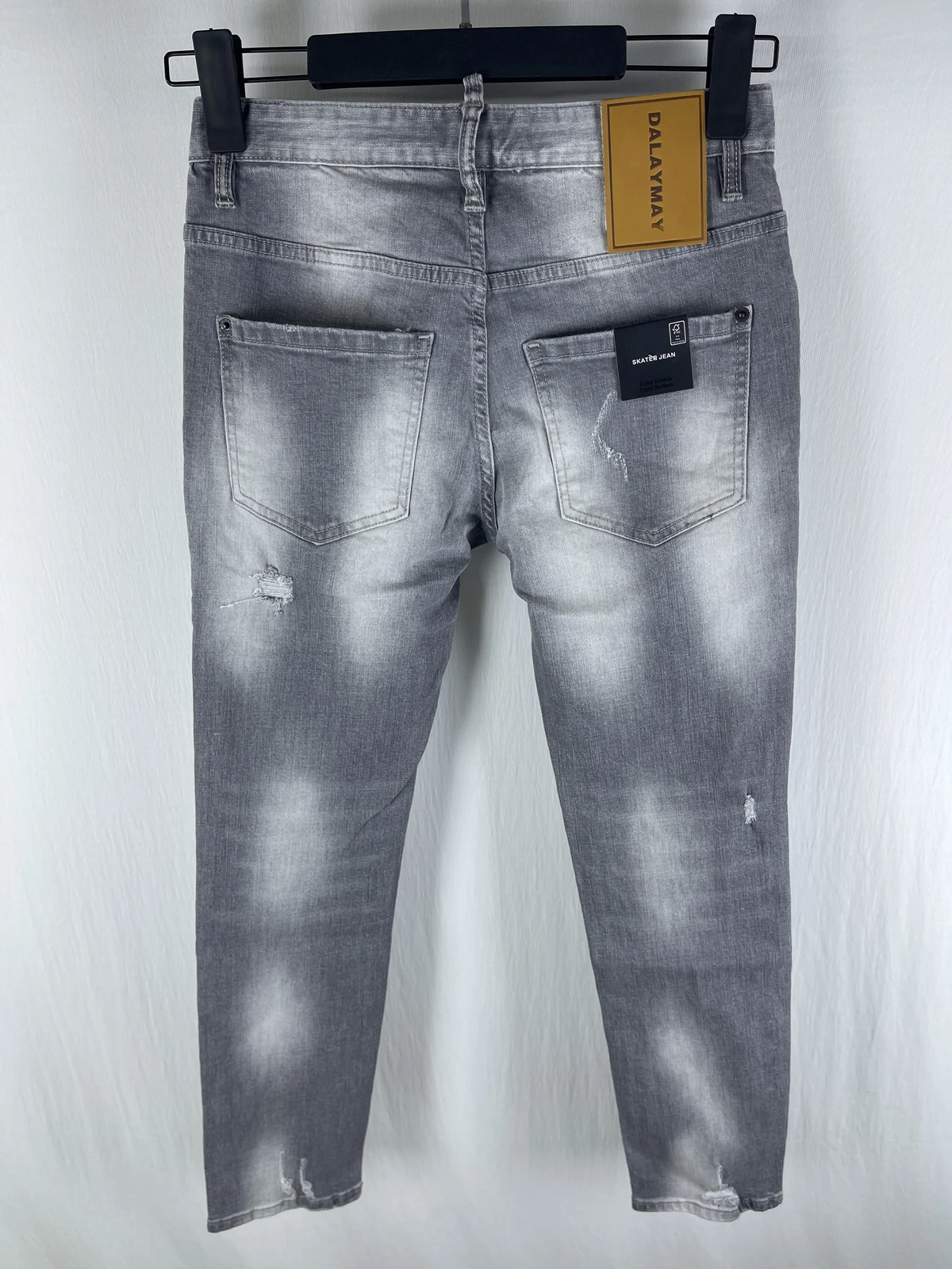 6069 Four Seasons New D2 Jeans Men's Three-Dimensional Cut Slim-Fit Grey Skinny Jeans Fashion Micro-Elastic All-Match