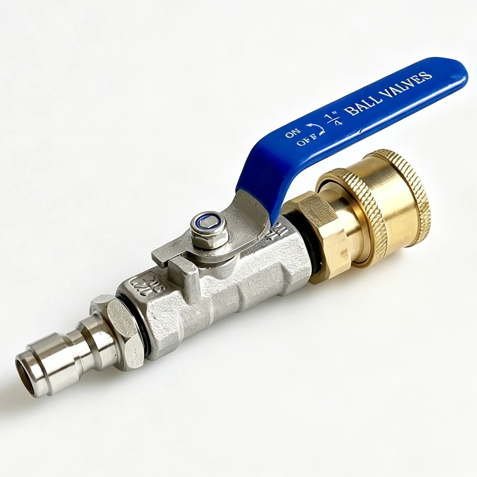 Stainless Steel Ball Valve With Brass Quick Connector 1/4 Plug Water Shut Off Switch Power Washer Car Cleaning Accessory