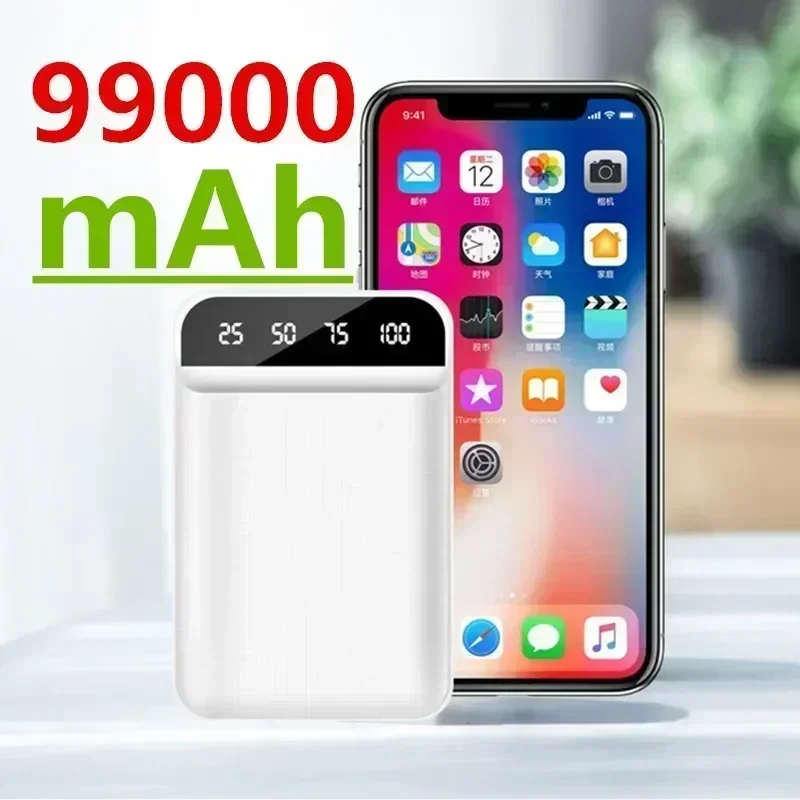 25NEW 99000mAh Mini Power Bank portatile Display digitale a LED Power Bank Batteria esterna per iPhone Pro Xiaomi Huawei