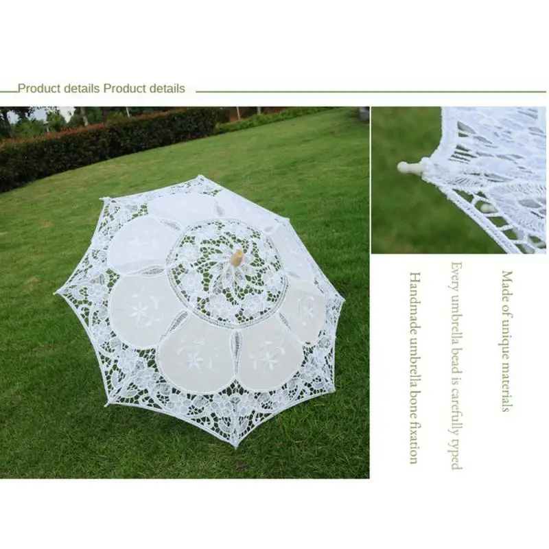 Bridal Umbrella Embroidery Handmade Beige White For Wedding Decoration Lace Parasol Multicolor Lace Umbrella