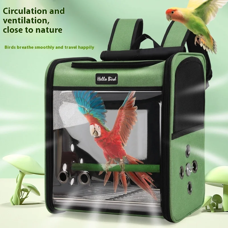 

Bird Carrier Backpack - Transparent Shoulder Bag with Air Holes, Escape-Proof for Cockatiels/Budgies, Lightweight Travel Cage