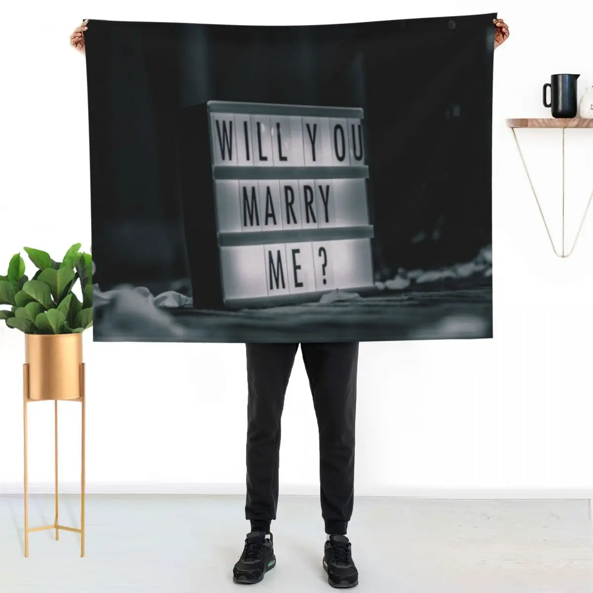 Will You Marry Me?Marriage Proposal Romantic Throw Blanket Baby Hairys halloween Cute Plaid Loose For Sofa Thin Blankets