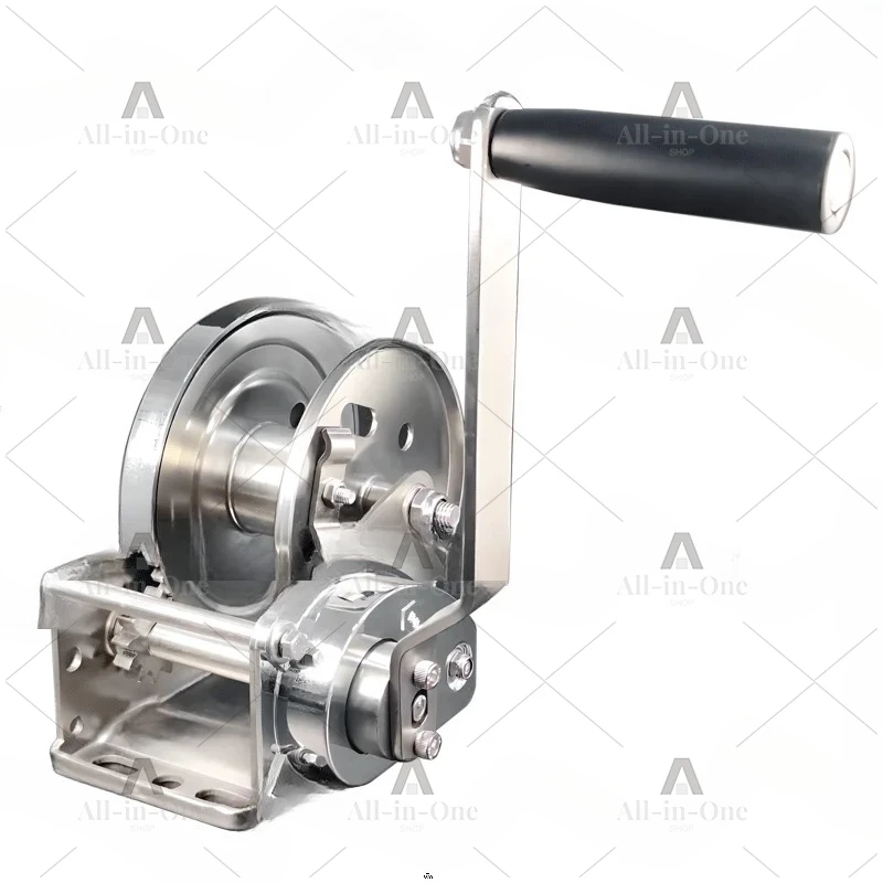Stainless Steel Self-Locking Manual Hand Crank Winch, Heavy Duty Lifting Hoist Cable Hanger Tool 800LBS