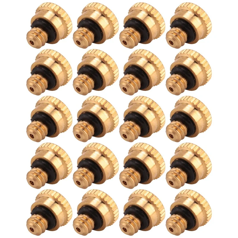 20Pcs Brass Misting Nozzles For Cooling System 0.012 Inch(0.3 Mm) Water Spray Nozzle Sprinklers Misting Cooling