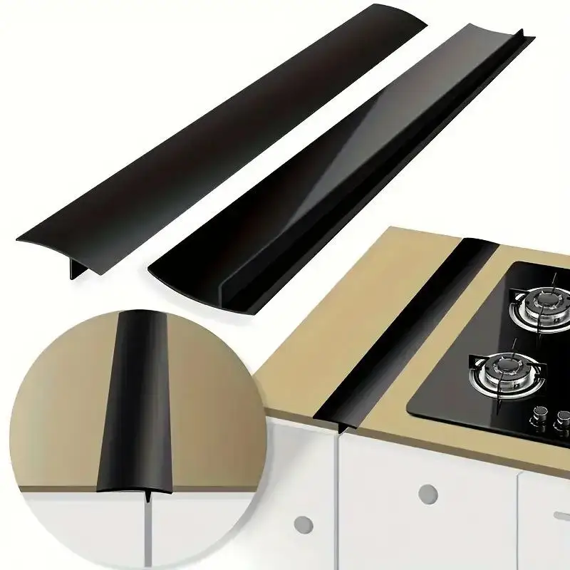 2pcs Silicone Kitchen Gap Filler Strip Stove Counter Gap Cover  Heat Resistant Sealing Strip Cuttable Anti Oil Dust Gap Seal