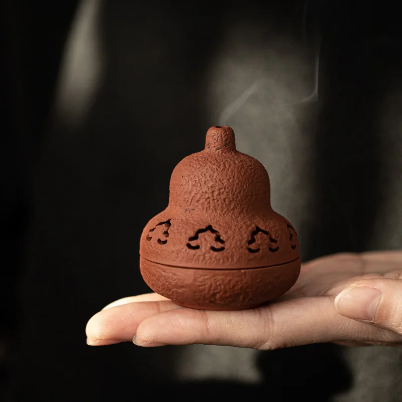 Vintage Fulu Ceramic Incense Burner Aromatherapy Stick Holder with Ash Catcher Plate Home Indoor Zen Decor for Tea Table & A