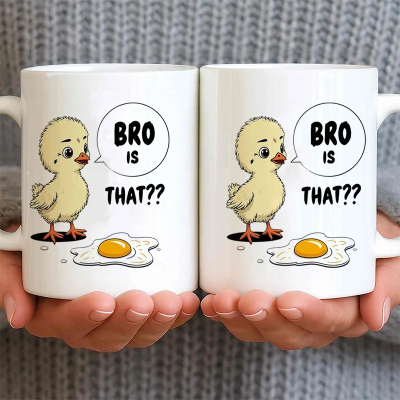 Funny Chicken Egg Quote Graphic Ceramic Coffee Mug 11oz 350ml Personalized Custom Colorful Print Cute Aesthetic Microwave Safe B