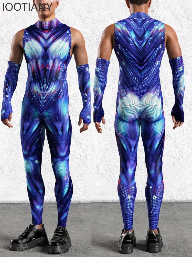 

Men's Steampunk Fashion Sexy Bloody Skeleton Bodysuit Halloween Carnival Party Stage Role-playing Performance Costume Suit 2025