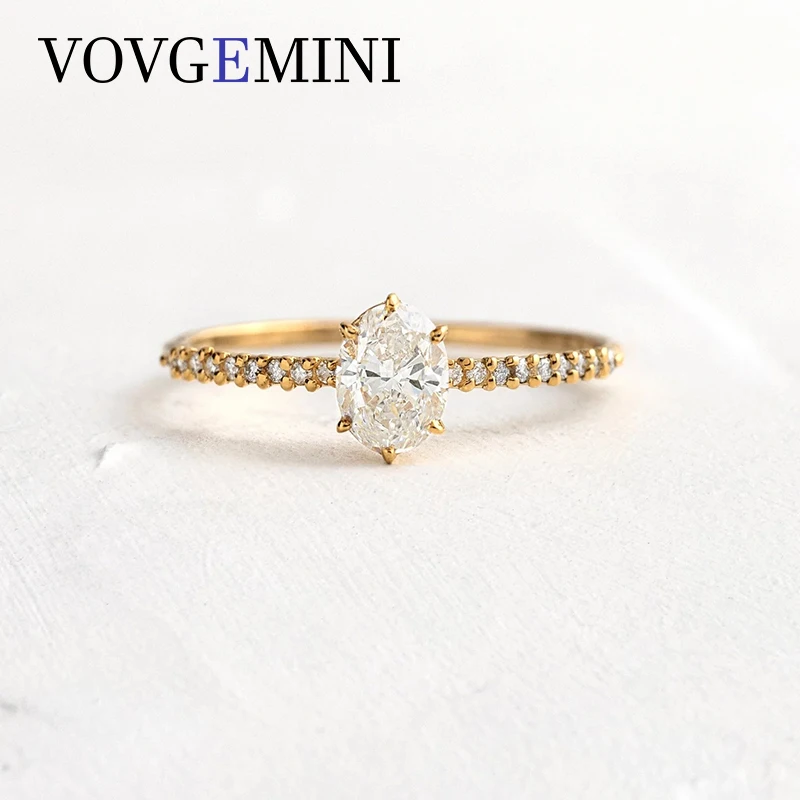 

VOVGEMINI 18k Gold Woman Moissanite Engagement Ring 3 Carat Oval Cut Luxury Designer Rings For Women Jewelry Fiancé Wife Gift