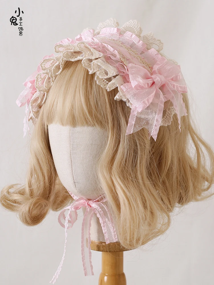 Original Mood Limited Lolita Bow Lace Hair Band Kc Gorgeous Hair Band Generate Color Rose