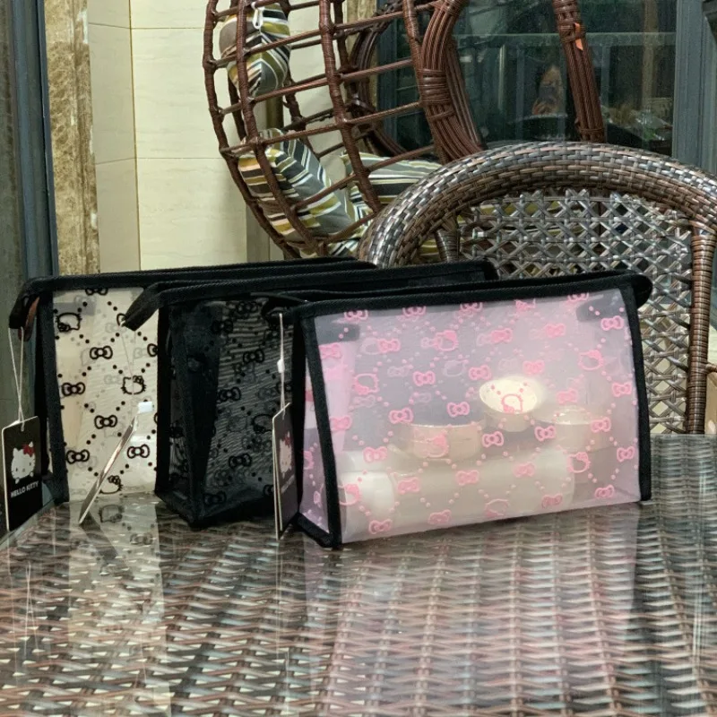 

Hello Kitty косметичка мультфильм аниме универсальная женская большая вместительная милая сетчатая прозрачная сумка для хранения игрушек подарок оптовая продажа