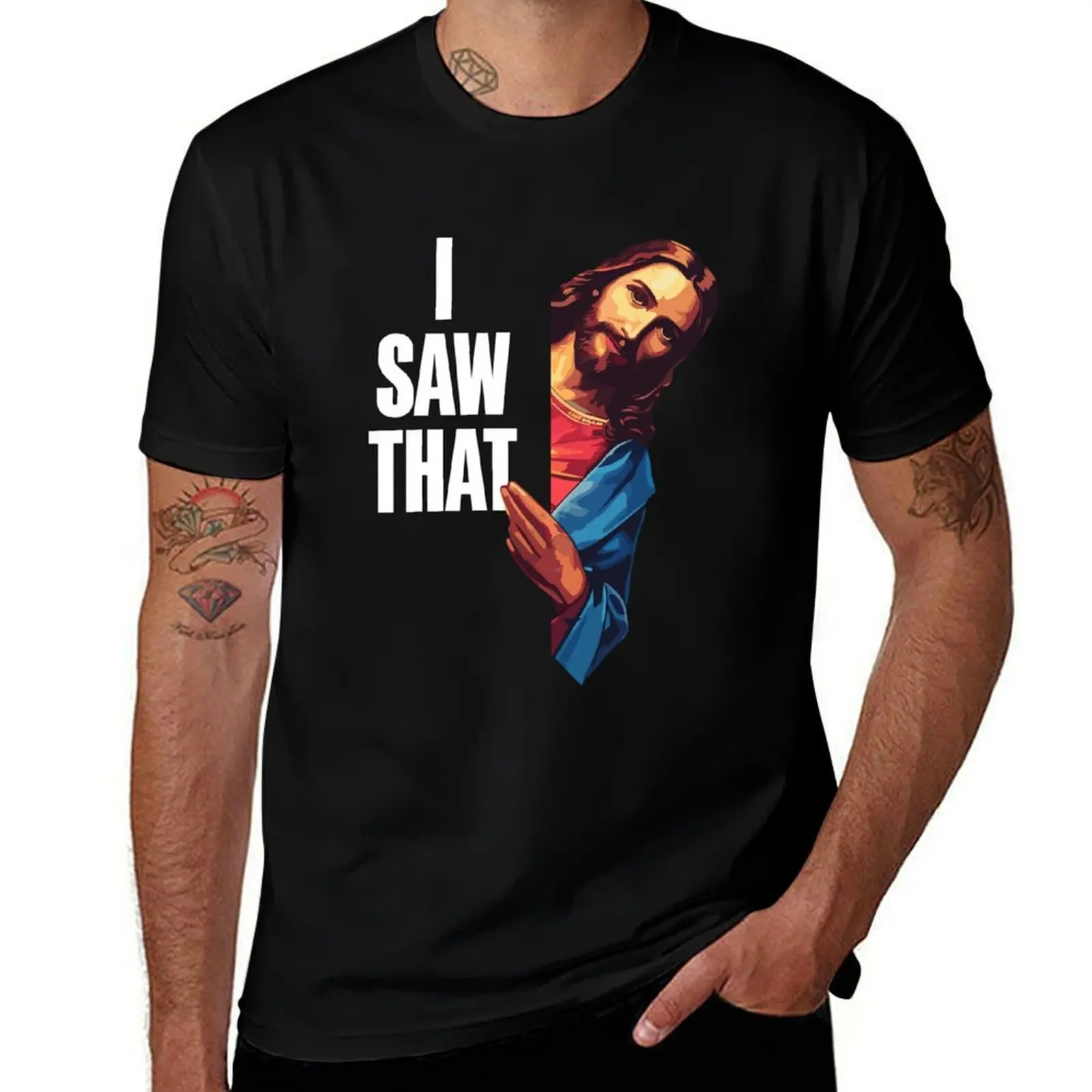 

Show Your Faith With a Touch of Humor With the I Saw That: Jesus Meme T-Shirt summer top mens clothing